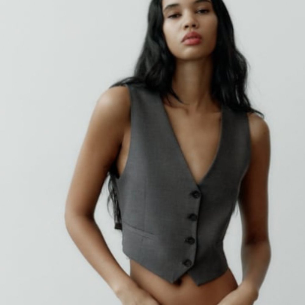 Zara gray marled tailored vest xl nwt